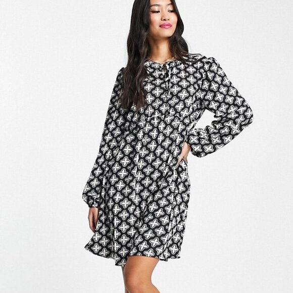 ASOS Dresses & Skirts - Pieces Sally Black print V-neck Printed Mini Dress/NWT/S